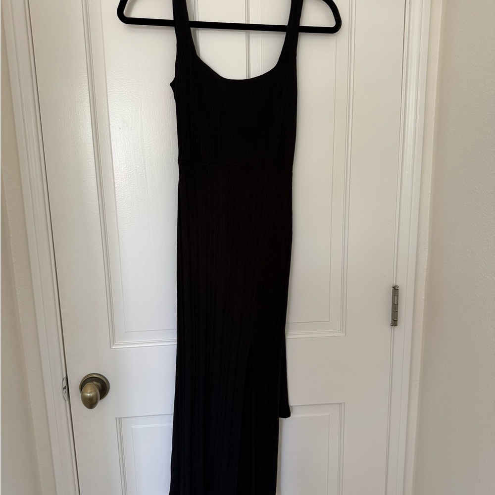 l*space Black Ribbed Midi Dress